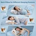 Cervical Neck Pillow - Neck Support Pillows for Sleeping, Contour Memory Foam Pillows for Side, Back & Stomach Sleepers, Ergonomic Neck Pillow with Breathable Cover (Grey)