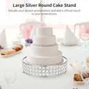 Homaisson Silver Cake Stand - 12 inch Metal Cake Display Stand with Crystal Beads,Large Mirrored Finish Dessert Display Plate, Cupcake Serving Tray, for Wedding, Party,Celebration