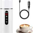 Car Kettle, Portable Electric Travel Kettle, 12V/24V Car Coffee Warmer,420ML Hot Water Heater with Built-in Magnetic Induction Stirring,Mini Hot Water Boiler for Tea Coffee Milk