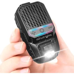 INFURTURE Wearable Bluetooth Speaker Clip on Speaker with RGB/Flashlight Shower Speake Built-in Noise Reduction Mic, Bathroom Speakers for Hands-Free Music/Calls-for Work/Riding/Outdoor, Ideal Gifts