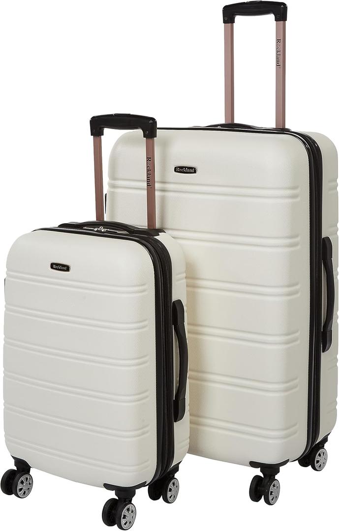 Rockland Melbourne Hardside Expandable Spinner Wheel Luggage, White, 2 Piece (20"/28")