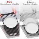 MERRYBOX 20.5" x 13" Roll Up Dish Drying Rack Silicone Wrapped Over The Sink Dish Drying Rack Multipurpose Foldable Sink Drying Mat, Heat-Resistant & Anti-Rust Dish Rack for Kitchen Sink, Large, Black
