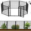 Getlay 24 in(H) Decorative Garden Fences with Gate, 8 Panels Total 15.7 ft(L) Heavy Duty Iron Animal Barrier Fence for Yard,Suitable for Indoor Pet Fence Or Outdoor Dog Fencing, Garden Border Fence