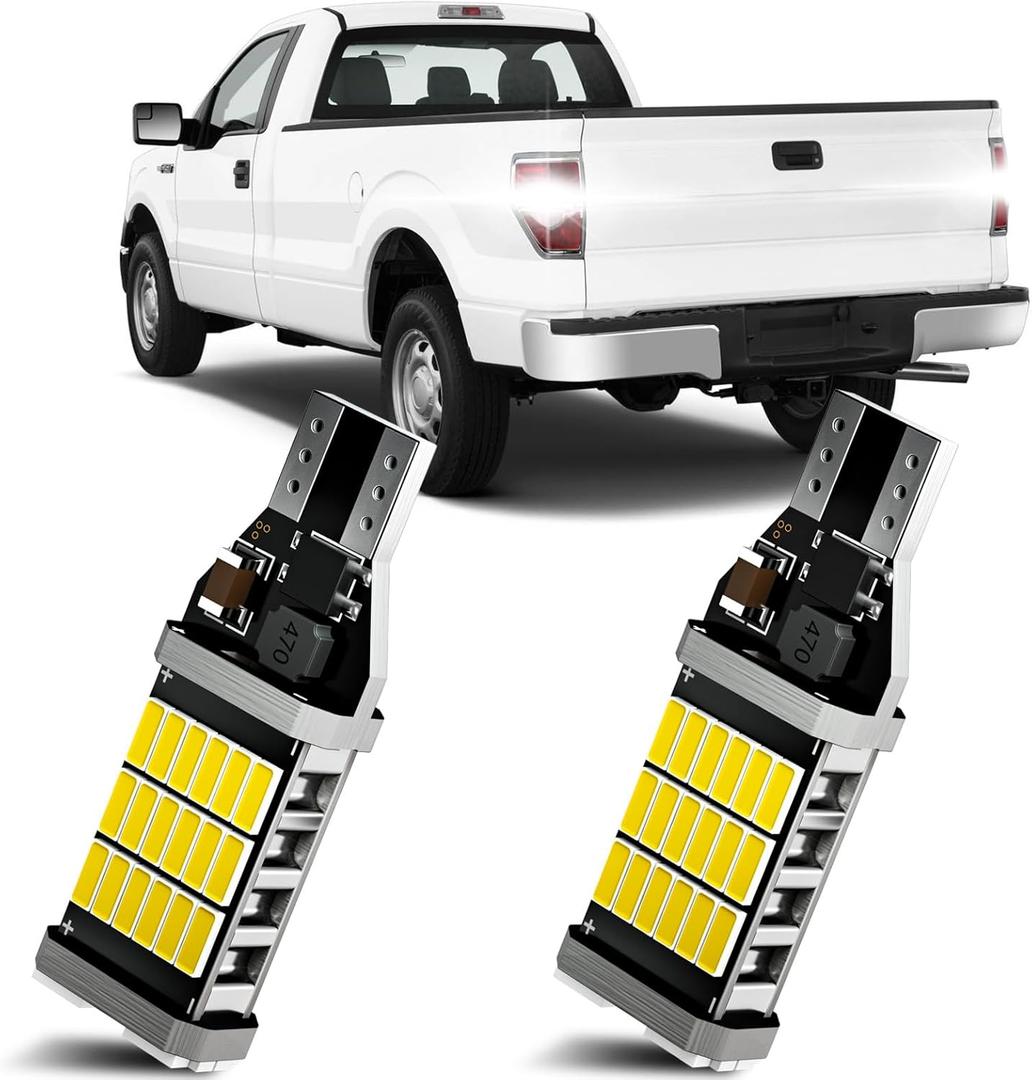 2Pcs F150 Reverse Lights Fits for 2009-2014 Ford F150, Cool White 6500K Super Bright Reverse Light Bulb LED, 2835 45-SMD Chipsets Error Free, Upgraded Backup Lights Replacement