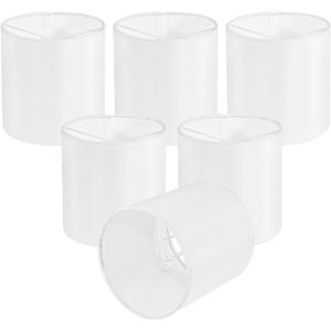 Chandelier Lamp Shades, Small Lamp Shades Clip-on Bulbs Only for Candelabra Bulbs, White Chandelier Shades 6 Pcs, Mini Lampshades for Chandeliers 5.1" X 5.1" X 5.3, Home Decor Fabric Linen Lampshade