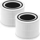 Core 300 Replacement Filter for LEVOIT Core 300 Core300-P Core 300S Core 300S/ P VortexAir Air Purifier, Core 300-RF, 3-in-1 H13 Grate True HEPA Activated Carbon, 2 Pack, White, Core 300-P