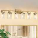 IZORRO Modern Bathroom Light Fixtures, 6 Light Gold Vanity Lights, Bathroom Lightig Fixtures Over Mirror with Clear Glass for Living Room Cabinet