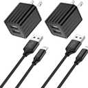 iPhone Fast Charger,2Pack Dual Port Wall Charger with Fast Charging 6.6FT Long Nylon Braided USB to Lightning Cable Cord Double Wall Charger Adapter Block Plug for iPhone 14 13 12 Pro Max 11 SE iPad (Black)