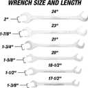 OEMTOOLS 22113 SAE Jumbo Angle Head Wrench Set, Large Fastener Access for Heavy-Duty Maintenance, 6 Piece 1-3/8" to 2" Wrenches, Chrome Finish, Carbon Steel, Wrench Roll Included