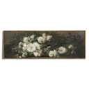 Framed Canvas Wall Art for Bedroom - Long Horizontal 13.5x40" Above the Bed - Vintage Farmhouse French Country Room Decor - Rustic White Rose Flower Floral Oil Painting - Cottagecore Aesthetic Living