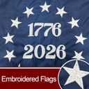 Bradford 1776 Bennington 250 Anniversary USA Flag 3x5 ft Outdoor Embroidered Betsy Ross Flags 13 Colonies US 2026 American Flag Heavy Duty with 2 Brass Grommets