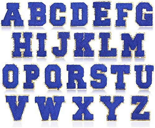 17 PCS Iron on Letters No Duplicate Letter Patches Varsity Chenille Letter Patches Iron on Letter Patches Chenille Preppy Patches for Clothing Hats Bags Jackets Shirt(Klein Blue)