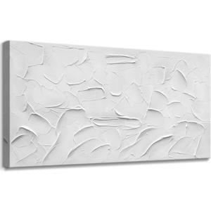 Handmade Abstract White Hand Painted Oil Painting Heavy Texture Wall Art, 56"L x 28"W