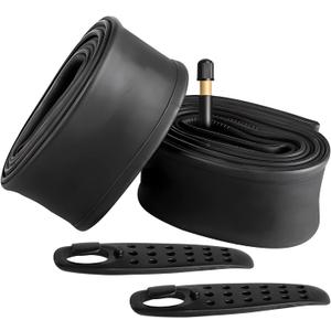 FANSPRO 2 Pack of 26 Inch Bike Tube 26x2.125 26x2.20 26x2.25 26x2.30 26x2.35 26x2.40 Heavy Duty Bicycle Tube with 2 Tire Levers, 48mm Schrader Valve Premium Quality Butyl Inner Tube
