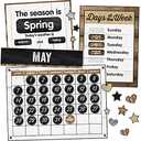 Schoolgirl Style Industrial Chic 95-Piece Calendar Bulletin Board Set, Farmhouse Monthly Calendar with Numbers, Birthdays and More, Rustic Farmhouse Calendar Bulletin Board Set for Classroom 2 Pack