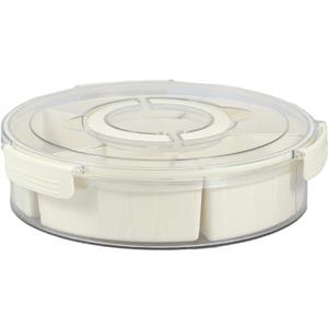 Divided Serving Tray Airtight Seal Snack Platter 6 Compartment Food Tray Container with Lid and Handle Charcuterie Container Fridge Safe Snack Serving Tray Snack Box Container for Snack Food