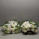 NUPTIO Flower Balls for Wedding Centerpieces - 2 Pcs 16 inch Diameter Fake Flower Ball Arrangement Bouquet Party Centerpieces for Tables - White Rose Bouquet Centerpiece Flowers for Wedding Table