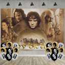 Lord of The Rings Birthday Party Decoration, Fellowship of The Ring Photo Background 5 x 3 FT and 18 Pcs Balloon, Party Backdrop Supplies
