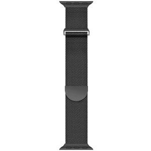 Milanese Loop Stainless Steel Magnetic Wrist Strap for Apple Watch - Compatible with Series 1-8 & SE (Black)