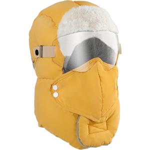 Winter Trapper Hat for Men - Windproof & Waterproof Hat with Removable Mask Goggles Ear Flaps