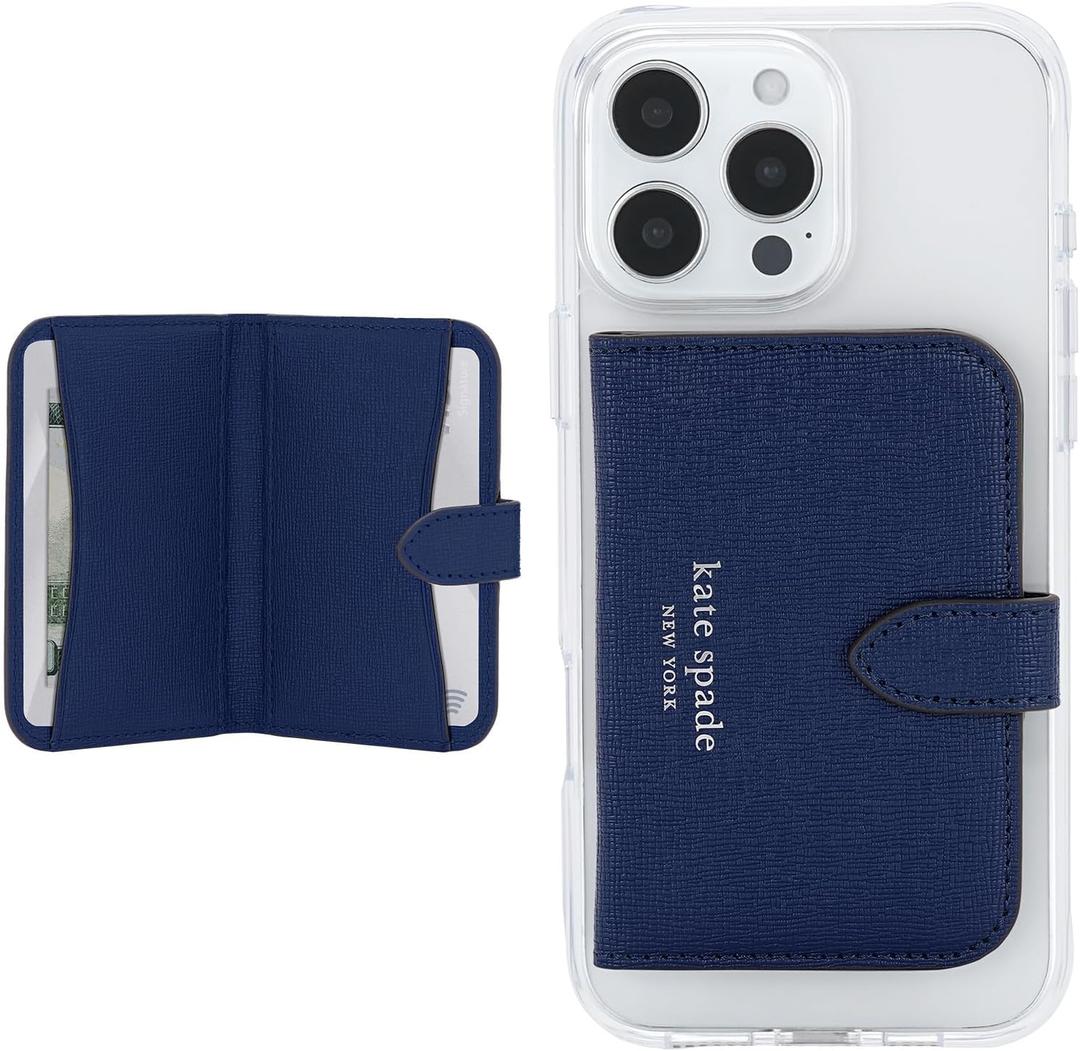 kate spade new york Morgan Magnetic Phone Wallet/Card Holder - Compatible with MagSafe Phones and Cases - Navy