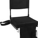 Stadium Seat with Back Support Bleacher Chair with Back and Cushion High Back Includes Shoulder Strap and Cup Holder (Black)