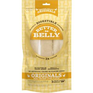 Better Belly Highly Digestible Rawhide Large Roll ChewS, 3 Count (Pack of 1)