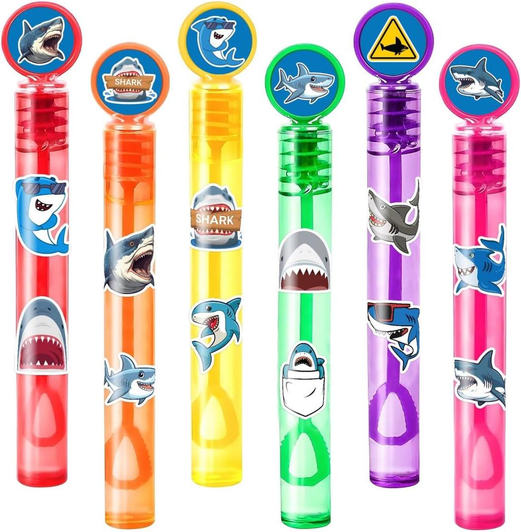 Shark Party Favors for Kids 24PCS Ocean-Themed Mini Bubble Wands, Great for Birthday Supplies, Pinata Fillers, Goodie Bags & Classroom Rewards
