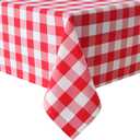 Hiasan Checkered Tablecloth Rectangle, 30 x 60 Inch - Waterproof and Wrinkle Resistant Table Cloth for Picnic, Dinner, Party and Christmas, Washable Polyester Fabric, Red and White Gingham Pattern