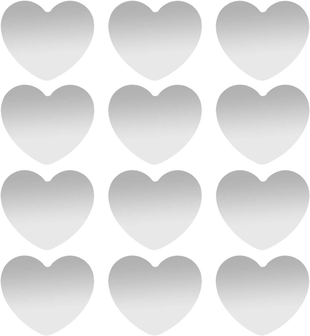 SALEX Metal Plates for Magnetic Mount, Wall & Air Vent Phone Holder, Case, Magnet, Craft. Kit of 12 Silver Heart Iron Discs Without Holes. 3M Adhesive Backing. Steel Stickers Replacement Set 12 Pack.