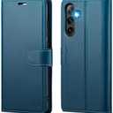 FLIPALM Wallet Case for Samsung Galaxy S24, RFID Blocking Credit Card Holder, PU Leather Folio Flip Kickstand Protective Shockproof Cover for S24 (Blue, for S24-6.2")