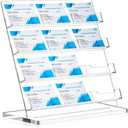 Dunzoom Business Card Holder for Desk 12 Slots Freestanding Acrylic Business Card Holder Display Stand Multiple Organizer for Office Meeting Exhibition Home