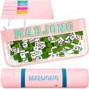 Yeyeplum 2 Pcs Mahjong Bags for Tiles and Racks Include Mahjong Tile Bag & Rack Bag, 37 Inch Protective Sleeve Tile Gift Accessory with Zipper & Letter for Mahj Pusher, Not Include Racks& Tiles(Pink)