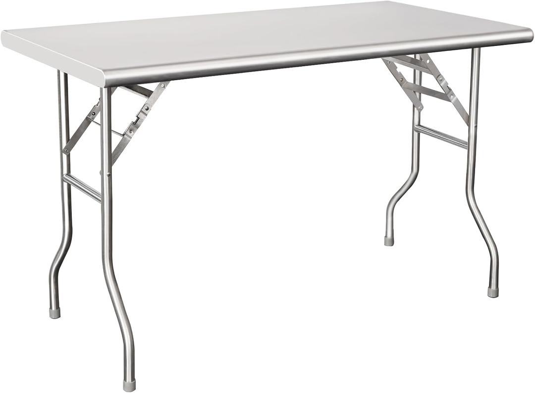 HARDURA Folding Stainless Steel Table 30X48 Inches with Legs NSF Commercial Portable Folding Prep Table for Restaurant Kitchen Home and Hotel