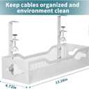 Under Desk Cable Management Tray No Drill, 13.38'' Metal Tray with Clamp for Wire Management, Litwaro Cord Organizer Home Office Damage to Standing Desk, White