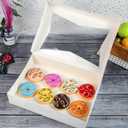 ONE MORE [15-Pack] 14 x10 x 3inch White Lock Corner Window Bakery Cookie Boxes, Large Paperboard Container with PVC Windows for Pie
