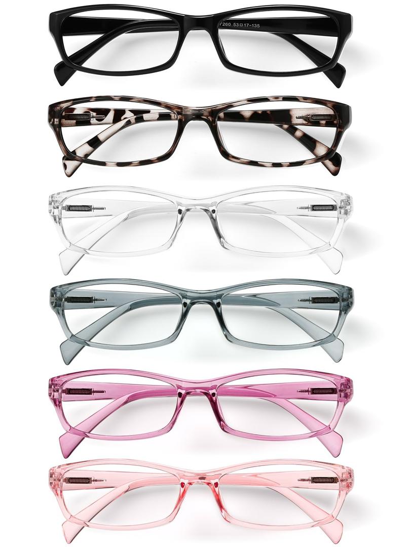 +2.25 Gaoye Reading Glasses for Women, 6 pack Fashion Readers for Women Men Spring Hinge Eye Glasses, Blue Light Reading Glasses