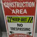 SmartSign 18 x 12 inch “Construction Area - Keep Out, No Trespassing, 24 Hour Surveillance” Metal Sign, 63 mil Aluminum, 3M Laminated Engineer Grade Reflective Material, Multicolor