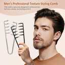 3 x Texture Comb for Men, Wide Tooth Hair Comb for Thick & Curly Hair, Mens Comb for Styling, Volume & Daily Grooming (Black)
