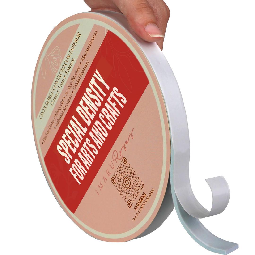 4 x Double Sided Tape for Crafts  3mm Thick Foam Adhesive Tape for Scrapbooking, Journals & DIY Projects  Strong Double Stick Tape for Card Making, Photos, Paper Projects - 0.59in (1.5cm) X 16.4ft (5m) (White)