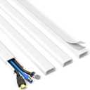 Delamu TV Cord Hider, 62.8in Cable Hider, Cord Covers for Wires on Wall, Wire Covers for 2-3 Cords, Wire Hiders for TV on Wall, Easier Setup Cable Cover Management, 4X L15.7 W0.94 H0.47in, White (Medium)