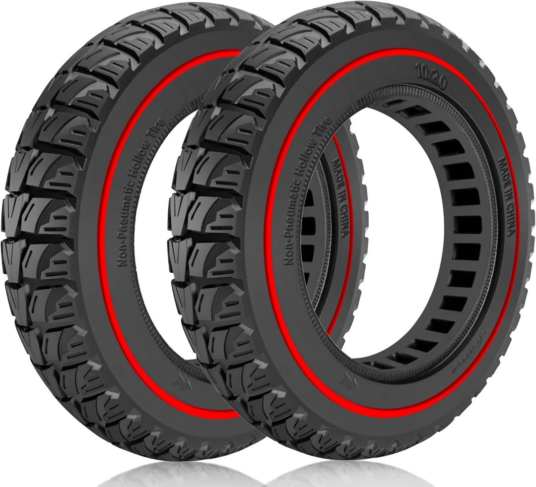 10x2 Solid Tire: Replacement for 10x2.125 Original Tire, Fit for Ninebot F25 F30 F35 F40 F65 F65I F25I D18W D28U D38E, 10 inches Electric Scooter Front Rear Replacement Wheels Red 2pcs