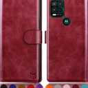 SUANPOT [RFID Blocking for Motorola Moto G Stylus 5G(Non 2022) with Wallet case Credit Card Holder,Flip Book PU Leather Shockproof Cover Cellphone Women Men for Moto G Stylus 5G Phone Case(Red)