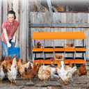Chicken Nesting Boxes, 10 Compartments Chicken Laying Boxes, with Support Legs, Removable Plastic Tray, Easy to Clean, Roll Away Nesting Boxes for Chickens Laying Eggs, Orange