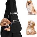Upgraded Hands-Free Dog Sling Carrier - Reversible, Adjustable, with Pocket, Puppy Sling, Suitable for Dogs up to 15LB, Great for Travel and Daily Outings