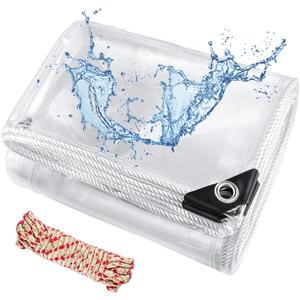Clear Tarps with Grommets 6x8ft, PVC Vinyl Clear Tarp Heavy Duty Waterproof 20Mil Winter Pation Porch Enclosure Panel, Transparent Rainproof Canopy Fabric for Camping, Chicken Coops Cover
