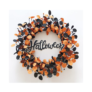 TOKCARE Halloween Wreaths for Front Door,22 inch Pumpkin Wreath Fall Decorations for Home with Wood Pumpkins Thanksgiving Decorations with Glitter Sign