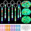 Landical 564 Pcs Glow Beads Keychain Making Kit DIY Glow in The Dark Key Chain Craft Adjustable Letter Bead Charm Neon Theme Party Favor Gift Backpack Accessories Holiday Decoration(Adorable Color)