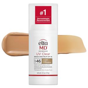 EltaMD UV Clear Tinted Face Sunscreen, SPF 46 Oil- Free Tinted Moisturizer with Zinc Oxide, Dermatologist Recommended Sunscreen, 0.5 oz Pump
