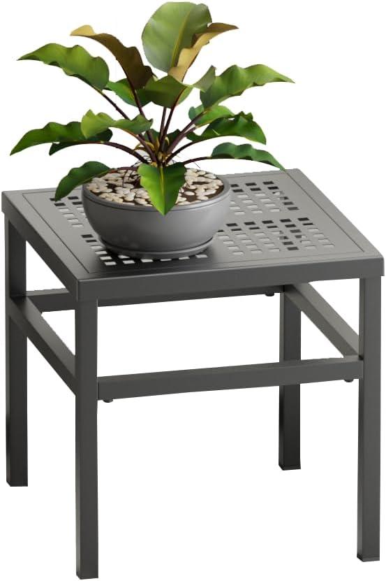 Plant Stand - Indoor/Outdoor Extra-Sturdy Aluminum Plant Stand  Ideal for Patios, Gardens, Living Room Decoration (Black)